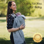 Ring Sling Baby Carrier - USA lab Tested, 100% Natural Cotton Muslin, Breathable & Ergonomic Ring Sling Dark Grey