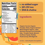 Cerebelly Organic Baby Food Pouches, Carrot Pumpkin Purees, 16 Nutrients, No Added Sugar, Fiber & Non-GMO, 4oz, 6 Pack