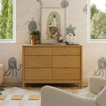 Babyletto Bondi 6-Drawer Assembled Dresser in Honey with Vegan Leather Drawer Pulls, Greenguard Gold Certified
