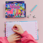 eeBoo: Striped Biggies 12 Color Pencils: Magical Creatures - 12pc Set w/ 6 Fluorescent & 6 Metallic Colors, Includes Sharpener, Art Supplies, Kids Ages 4+