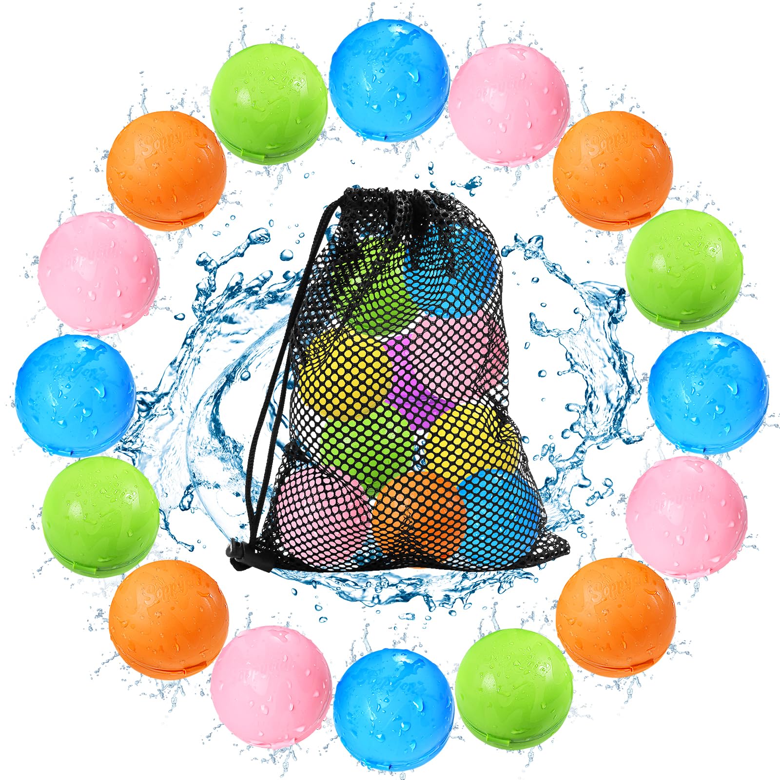 SOPPYCID Reusable Water balloons, Summer Toy Water Toy for Boys and Girls, Pool Beach Toys for Kids ages 3-12, Outdoor Activities Water Toys Self Sealing Water Splash Ball for Fun (6Pack)