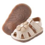 Jastore Infant Baby Girls Boys Squeaky Sandals Summer Bowknot Newborn Crib Shoes First Walkers Prewalkers Shoes (Flower Beige, US Footwear Size System, Infant, Age Range, Medium, 12 Months, 18 Months)