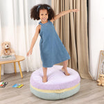 MOMCAYWEX Macaron Bean Bag Chair for Kids and Teens, Comfy Sherpa Pouf Ottoman for Kids and Adult, 27.5"×27.5"×13.5", Purple and Green