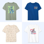 Garanimals Baby & Toddler Boy Dino Tees - Short Sleeve Tees - Kid's Casual Crew Neck - Size 3-6 Months - Dark Green, Light Beige, Navy Blue, White - 4 Pack