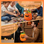 Halloween Plush Pumpkin Trick Or Treat Basket, Cute Pumpkin Stuffed Animal Candy Bucket, Halloween Party Favor Bags with Handles Plush Toys for Kids Toddlers Girls Boys