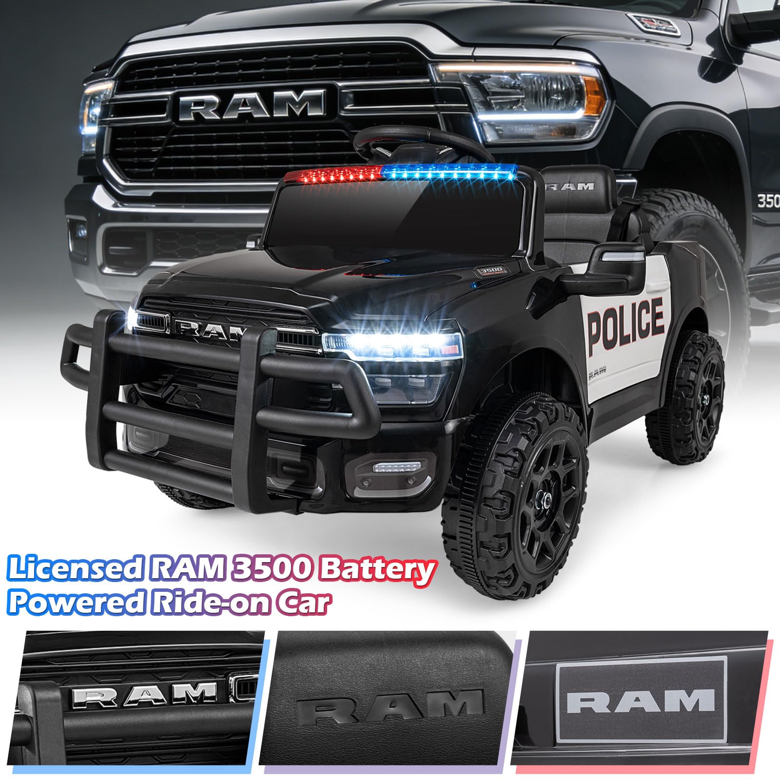 Costzon Police Car Ride On, 12V Licensed RAM - Costzon - Baby and Toys ...
