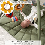 Beautiful Baby Play Gym and Tummy Time Mat - Soft Mat with 5 Farm Toys Creates The Perfect Activity Area for Your Girl/Boy - Stylish Infant Floor Playmat Fits Nicely with Any Playroom Decor