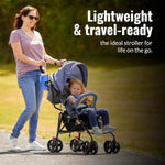 Dream On Me Vista Moonwalk Baby Stroller in Blue, Lightweight Infant Stroller with Compact Fold, Multi-Position Recline Umbrella Stroller with Canopy, Extra Large Storage and Cup Holder