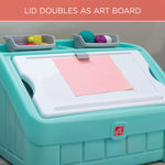Step2 2-in-1 Toy Box & Art Lid, Kids Toy Storage Bin & Organizer, Easel & Chest in One, Made of Durable Plastic, For Toddlers 2+ Years Old, Mint