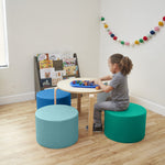 ECR4Kids SoftZone Foam Ottoman Set, Round, Flexible Seating, Contemporary, 4-Piece