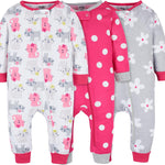 Onesies Brand Baby Girls' 3-Pack Snug Fit One-Piece Cotton Pajamas
