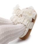 Bellocasa Infant Baby Girls Sandals Summer Flower Bowknot Wedding Princess Dress Shoe Soft Sole Baby Shoes for Newborn Girl(JYB208 White,2)