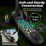 Light Up 3 Wheel Kick Scooter for Kids Toddlers with LED Sync Lights, Flashing Stem & Wide Polka Dot Deck Adjustable Height Music Function Safe Sturdy Folding Scooter for Kids (Black)