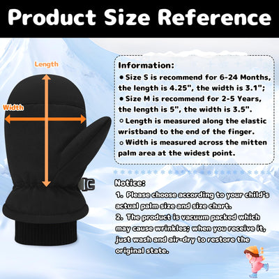 Olreco Toddler Winter Gloves Waterproof Toddler Mittens 18-24 Months Baby Mittens 12-18 Months Toddlers Snow Mitten Baby Gloves