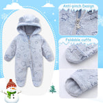 Fairy Baby Newborn Baby Bear Onesie Thin Fleece Footie Romper Snowsuit Hooded Jumpsuit Bodysuit Winter Outwear Boy Girl 0-12M