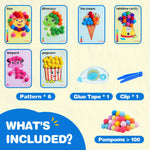 YPLUS Pompoms Art Crafts Kits, Toddler DIY Sensory Montessori Activities Box for Kids Ages 1-3 2-4 3-5, Finger Motor Art Supplies - Theme Animals