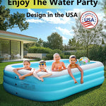 2025 Upgrade Inflatable Pool for Kids and Adults-120"*72"*22" Full-Sized Inflatable Swimming Pool Leakproof Blow Up Above Ground for Backyard Outdoor Garden Summer Water Party Blue