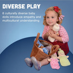 Creative Minds Basket of Babies Soft Baby Dolls, Sensory Toys, Multicultural, Diversity, Inclusion and Social Emotional Learning, Baby Toys for All Ages, Set of 6 Plush Dolls, Multicolor