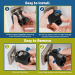 Child Safety Door Knob Cover (4 Pack) Hard-to-Remove Dual-Lock Door Handle Covers for Kids - Reusable Baby Proof Door Knob Locks - Installs Easily, No Tools Needed (Black)