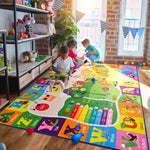 B BENRON Kids Rugs for Playroom Classroom Bedroom, Educational and Fun Play Mat with ABC Alphabet Animals, Learning Rug for Children Toddler Baby Girls Boys Nursery, Washable, 4x6