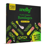 Welly Bandage Glow-in-the-Dark Refill Pack | Adhesive Flexible Fabric Bandages | Assorted Shapes and Patterns for Minor Cuts, Scrapes, and Wounds - 120 Count