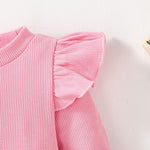 OPAWO Toddler Girl Shirts Ruffle Long Sleeve Baby Tee Tops, Ribbed Toddler Girl Blouse, Fall Baby Girl Clothes 2-Pack 12M-4T(Purle/Pink, 2T)