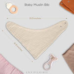 LILY O LAUREL Muslin baby bandana bibs for drooling and teething, 100% cotton, Baby bibs for boys and girls, Muslin Bibs, Drool Bibs – Pack of 8