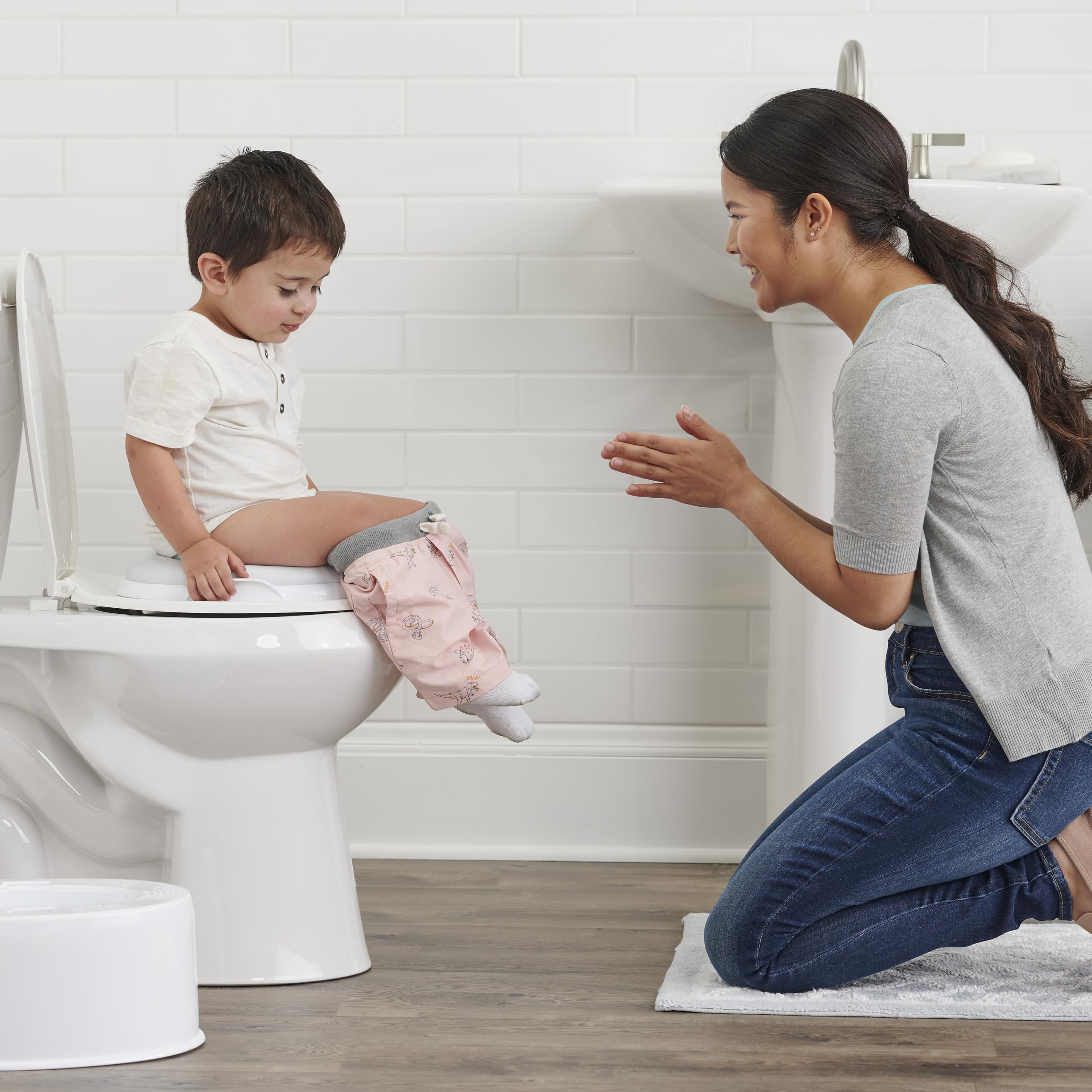 Regalo 2-in-1 Potty Training and Transition Potty with Flushing Sound, Removable Seat, Bonus Kit, Oversized Foam Soft Seat, and Wipe Storage, White