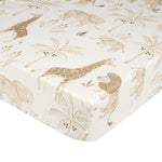 Crane Baby Safari Animal Crib Sheet, Fitted Crib Sheets, 28" x 52" Standard Size Crib Sheets, Cotton Nursery Bedding, Safari Nursery Decor