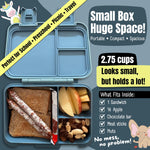 BEARFOOT Kids Lunch Box with Compartments – Compact & Lightweight | Leak-Proof, BPA-Free, Dishwasher Safe | Hand-Drawn Design for Preschool, School, Travel (Astro Bear Blue, 2.75 Cups)