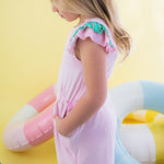 RuffleButts Girls Terry Cover-Up Romper - Pink, 2T