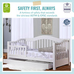 Dream On Me Toddler Day Bed in White – Greenguard Gold & Baby Safety Alliance Certified, Low-to-Floor Design, Removable Safety Guard Rail, Non-Toxic Finish, Includes Storage Drawer