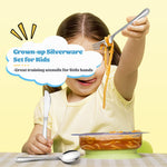 E-far 12-Piece Kids Silverware, Stainless Steel Toddler Kids Utensils Safe for Preschooler/Children, Includes 4 Forks 4 Spoons 4 Knife, Slimline Adult Look & Small Size, Rust Free & Dishwasher Safe