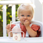 Chicco Transition Sippy Cup for Babies 4+ Months, 7oz Training Cup with Soft Silicone Spout, Easy Grip Removable Handles, Measurement Markings, BPA Free, Blush