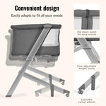 Dream On Me Skylar Bassinet and Bedside Sleeper, Adjustable Heights, Breathable Mesh Sides, Plush Mattress Pad, Wheels with Safety Locks & Tool-Free Assembly, Compact Fold & Travel Bag - Grey