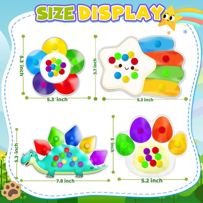 4PC Color Sorting Sensory Toys for Toddler, Travel Toys Roadtrip Activities for Kid 3-5 Fine Motor Autism Autistic Fidget for Classroom Calm Down Toy for Kid 2 3 4 Year Old Boy Girl Dementia Gift