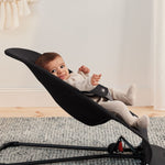 BabyBjörn Bouncer Balance Soft, Cotton, Black/Dark Gray | 2-in-1 Adjustable Baby Bouncer Seat and Toddler Chair, Newborn to Toddler (8-29 lbs), 4 Positions, Lightweight & Portable