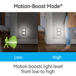 GE Enbrighten LED Motion Sensor Night Light, Motion-Select 25ft Detection, Plug-in, 40 Lumens, Dusk-to-Dawn, Ideal Nightlight for Bedroom, Bathroom, 37299, Brushed Nickel Louver, 1 Pack