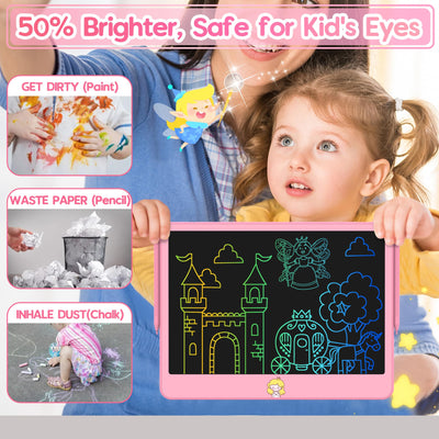 Hockvill LCD Writing Tablet 12 Inch, Toys for Boys Girls Drawing Pad for 3 4 5 6 7 Year Old Kids Toys, Toddler Erasable Doodle Board Travel Essentials, Christmas Birthday Gift for Kids - Pink