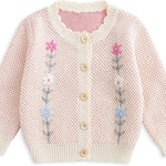 Simplee kids Baby Sweater Cardigan Jacquard Cable-Knit Spring Coat Long Sleeve Cardigan for Baby Girl