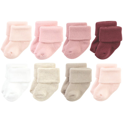 Hudson Baby Unisex Baby Cotton Rich Baby Terry Socks 16-Pack, Solid Pink Neutral, 0-6 Months