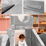 YEFU 15pcs Modular Kids Play Couch, Kids Couch for Toddler & Children, Toddler couches, Kid Couches Fort Building kit for Playroom Furniture, Kid Play Couches, Convertible Sofa for Boys & Girls, Grey
