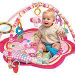 Pink Baby Acctivity Play Gyms Playmats Colorful Infants Toddler Play Mat with Arches, Activity Toys, Plush Animals, Elephant