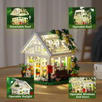 Flower House Building Set, Creative Garden Playset Toy with LED Light, Build a Greenhouse Model, Great Gift for Friends or Girls (597 Pieces)
