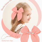 doboi 5.5 Inch 20PCS Baby Girls Fable Hair Accessories: Muslin Gauze Long Tail Hand-Tied Alligator Clips for Toddlers and Kids