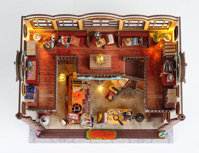 GuDoQi DIY Miniature Dollhouse Kit, Magic Bookstore Tiny House kit with Furniture and LED, Miniature House Kit, Great Handmade Crafts Gift for Birthday Father's Day