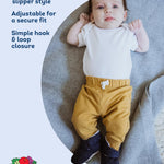Fruit of the Loom Cozy Thermal Wrap Booties with Non-Slip Grips for Baby & Toddler Girls, Boys, Unisex - Navy Jersey (12-18 Months)