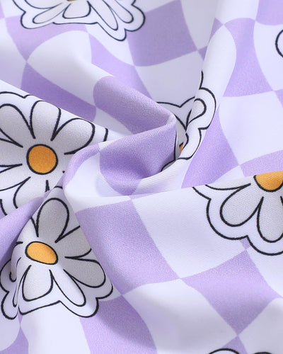 Baby Girl Bathing Suit One Piece Swimsuit Purple Checkered Bikini Set Baby 4T 5T Swimsuit Girls Toddler Ruffled Sleeveless Bathing Suits for Kids