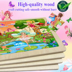 Wooden Puzzles for Kids Ages 4-6, 4 Pack with 24 Pieces Unicorn, Mermaid, Princess, Elf Wooden Puzzles for Toddlers Set, Educational & Learning Puzzles, Gifts for 3 4 5 6 Year Old Boys Girls