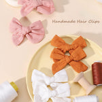 doboi 20PCS 3.6 Inches Baby Girls Linen Hair Bows Clips 10 Colors Fully Lined Hair Barrettes Accessories for Babies Infant Toddlers Kids in Pairs